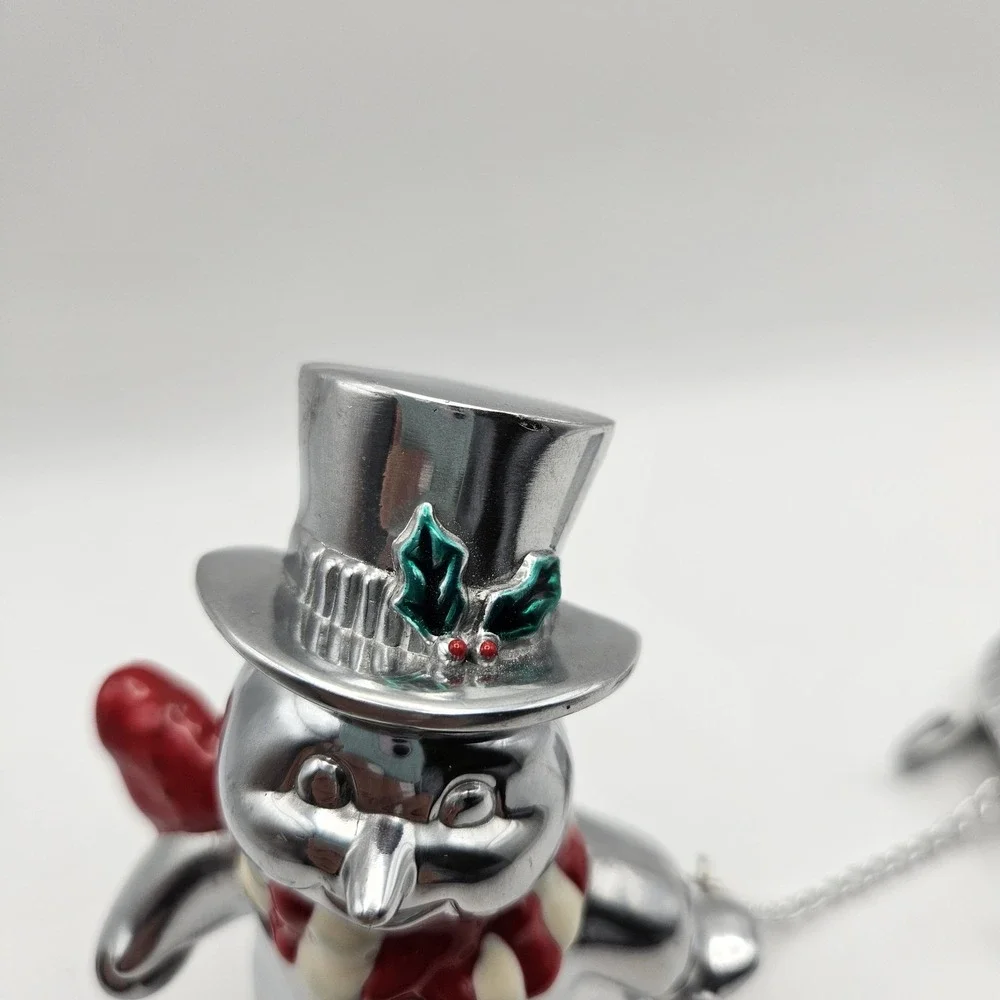 Lenox Yuletide Snowman pulling Sled votive candle holder Metal